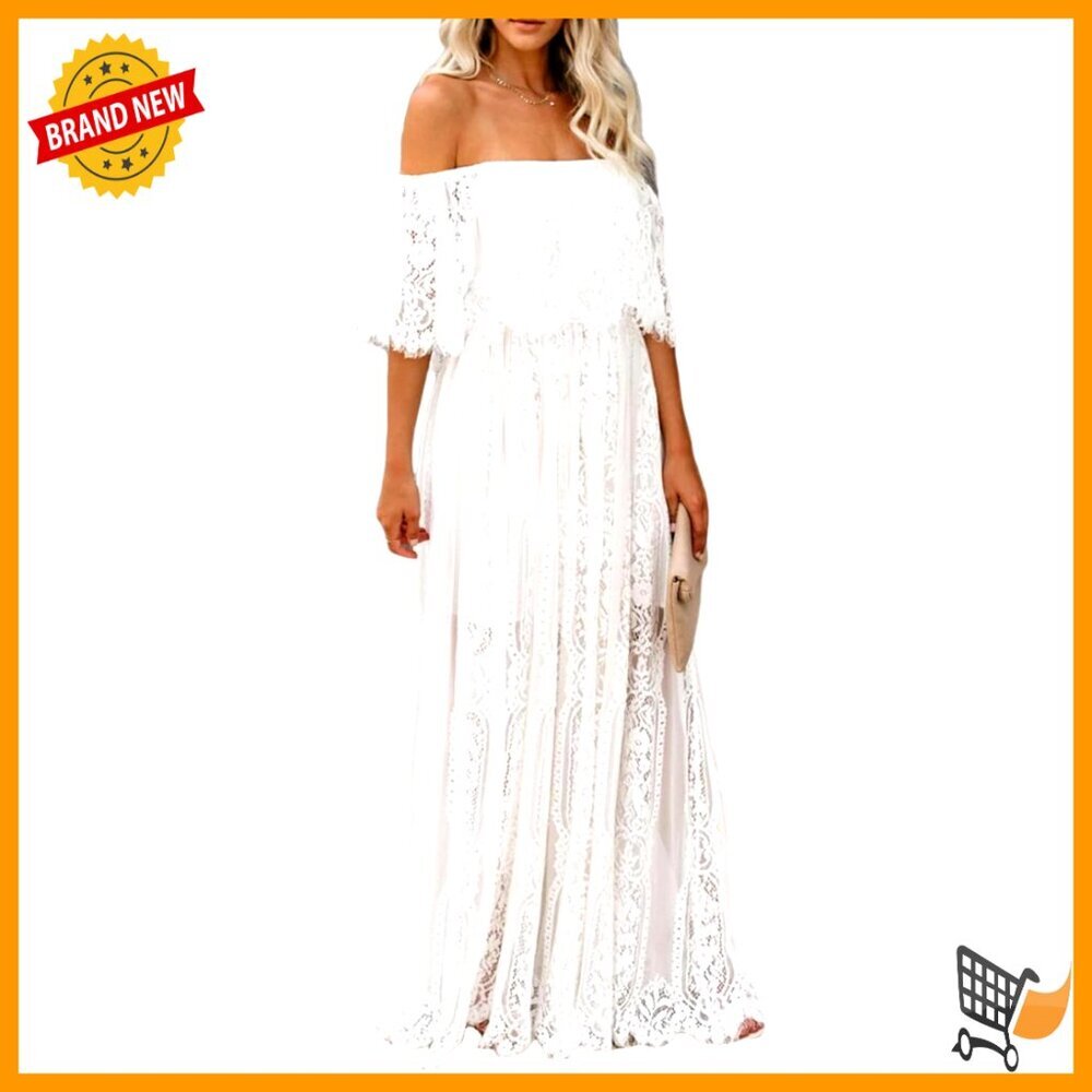 Off Shoulder Floral Lace Maxi Dress Maternity Wedding Party Cocktail